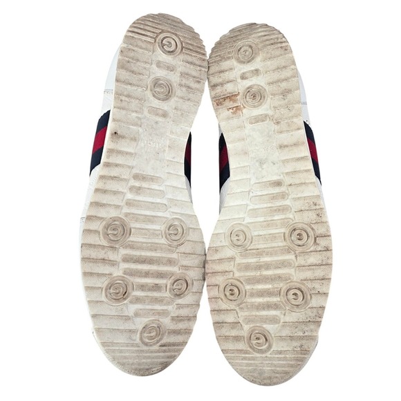 Gucci White Guccissima Leather Sneakers Mens 9 G US 10 Wide Web Stripe Low Top - Picture 7 of 15